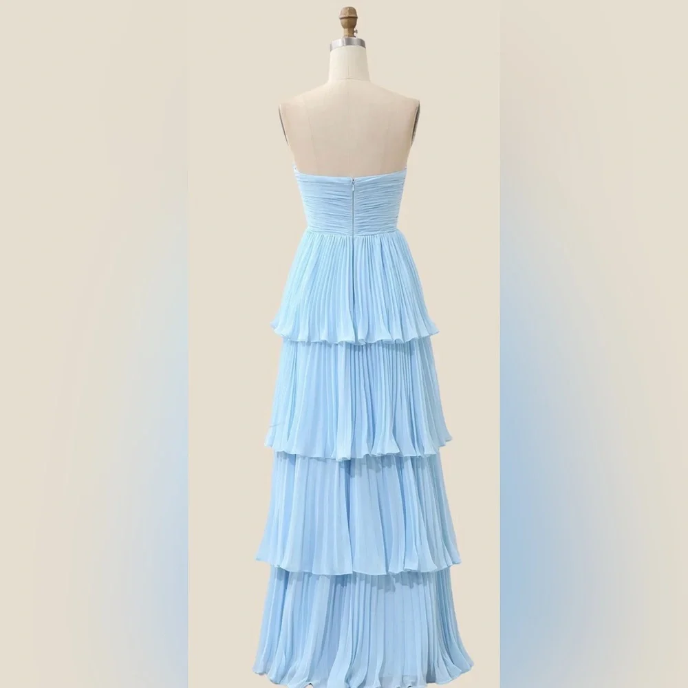 Oh Molly Light Blue Tiered Chiffon Dress - Picture 2 of 6